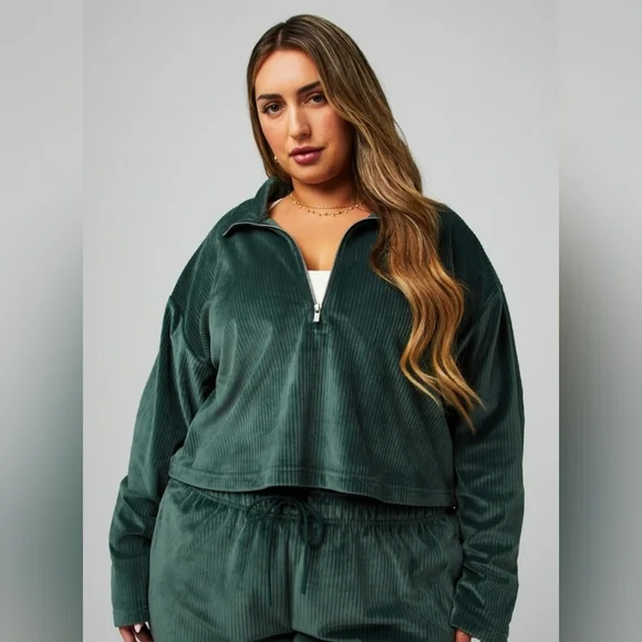 Fabletics Plush Rib Half Zip Sweatshirt 1X/XXL - Picture 3 of 10